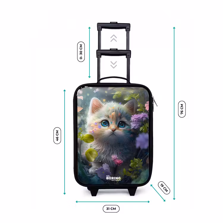 Valise enfant - Noir - Chaton se cachant derrière des fleurs — 4