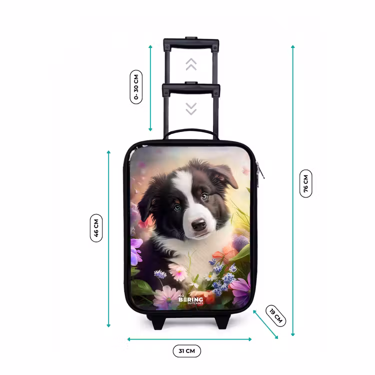 Valise enfant - Noir - Chien aux yeux bleus dans un champ — 4