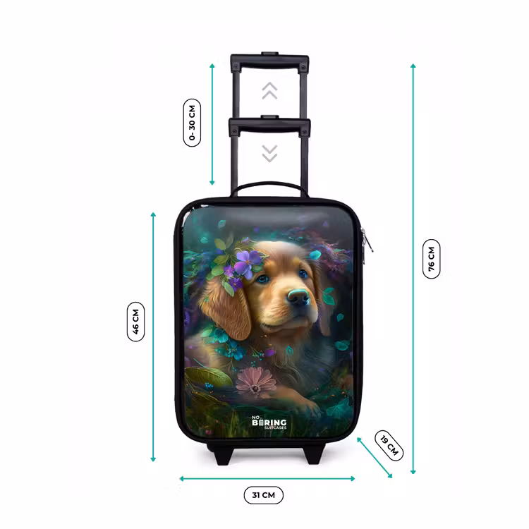 Valise enfant - Noir - Chien brun parmi les fleurs — 4