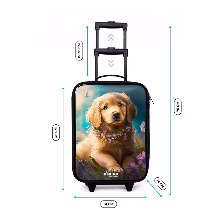 Valise enfant - Noir - Chiot doré dans l'herbe — 4