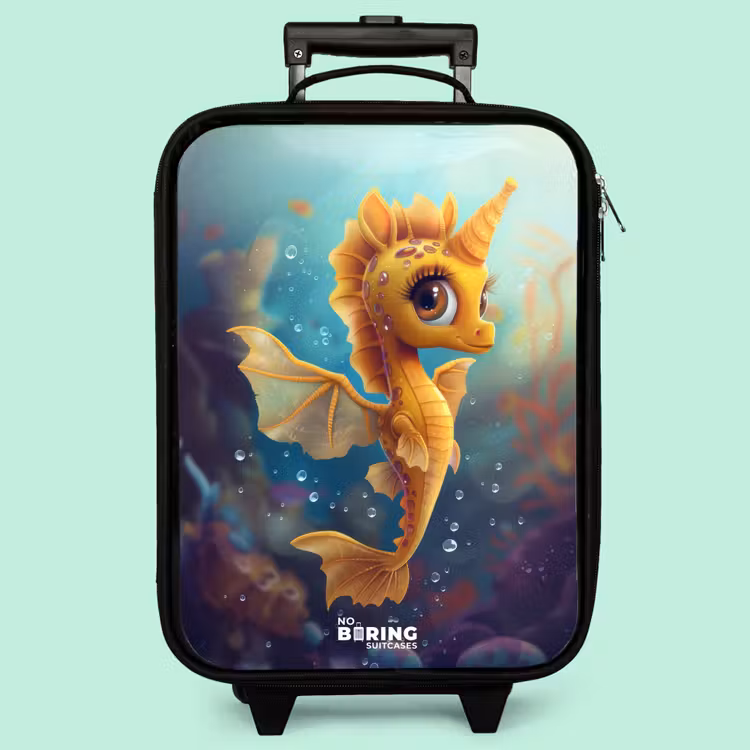 Valise enfant - Noir - Hippocampe orange dans l'eau — 3