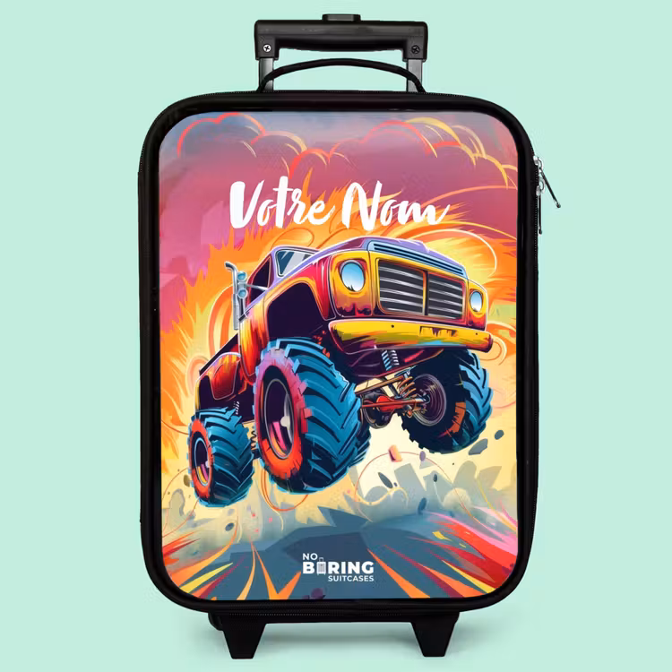 Valise enfant - Noir - Le Monster Truck rose survole l'asphalte — 3