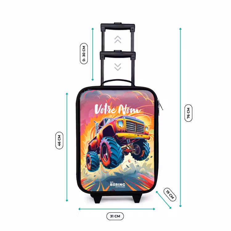 Valise enfant - Noir - Le Monster Truck rose survole l'asphalte — 7