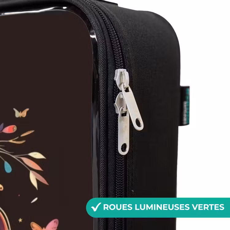 Valise enfant - Noir - Licorne et fleurs sur fond noir — 6