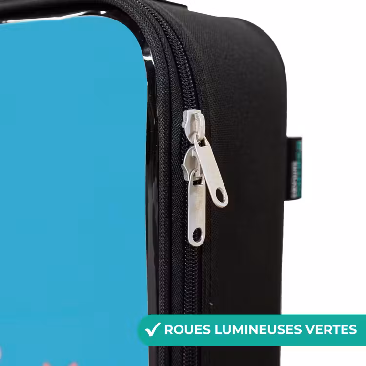 Valise enfant - Noir - Licorne joyeuse devant un arc-en-ciel — 3
