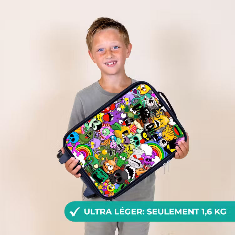 Valise enfant - Motif de monstre chaotique et coloré — 2