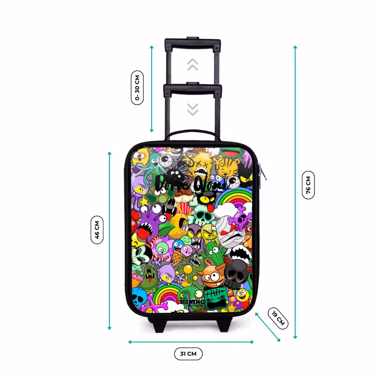 Valise enfant - Motif de monstre chaotique et coloré — 7