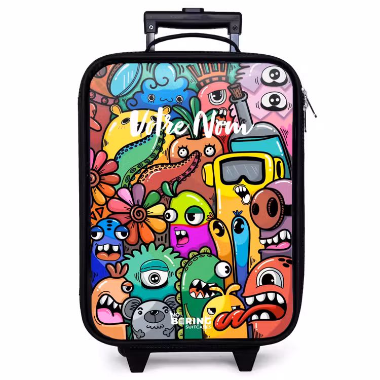 Valise enfant - Motif expressif et chargé avec des monstres — 1