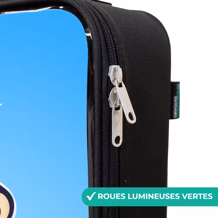 Valise enfant - Noir - Pizza sur fond bleu — 3