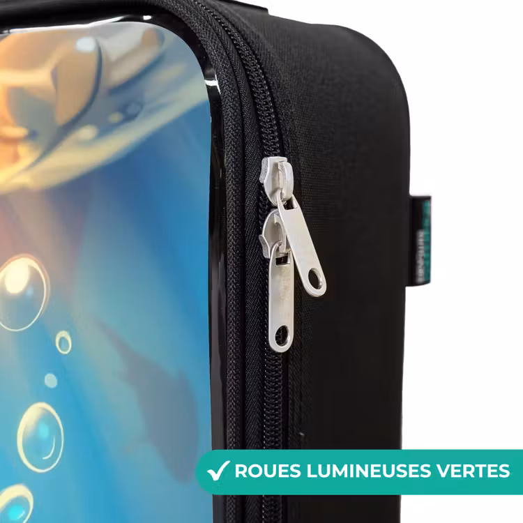 Valise enfant - Noir - Requin avec le visage dans l'eau — 3