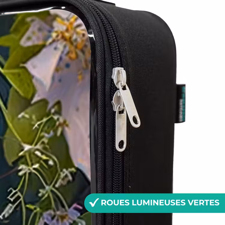 Valise enfant - Noir - Souris entourée de feuilles — 3