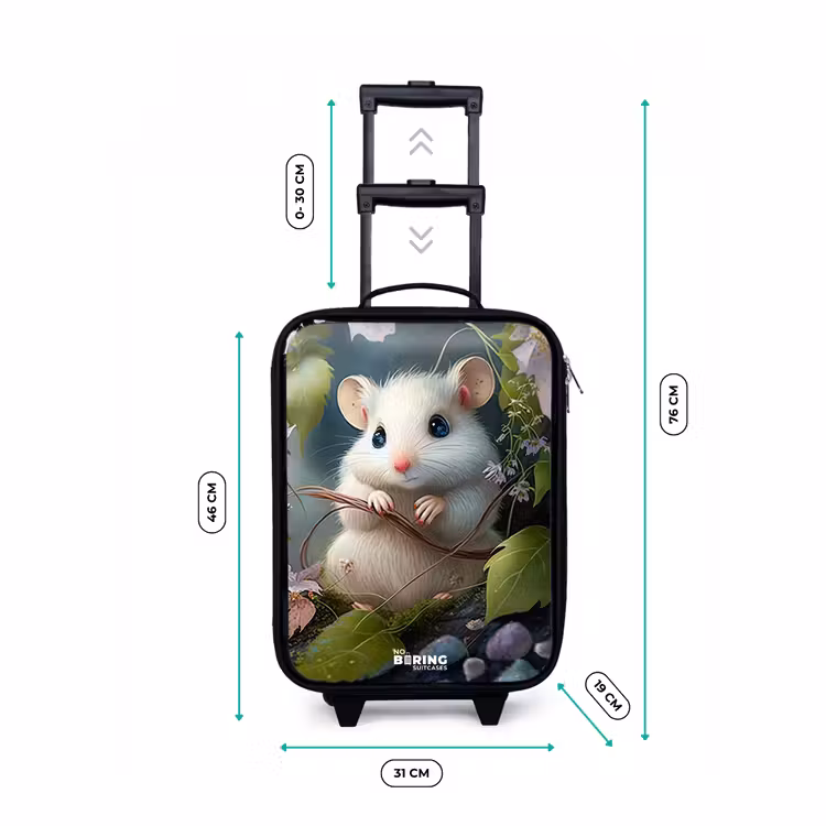 Valise enfant - Noir - Souris entourée de feuilles — 4