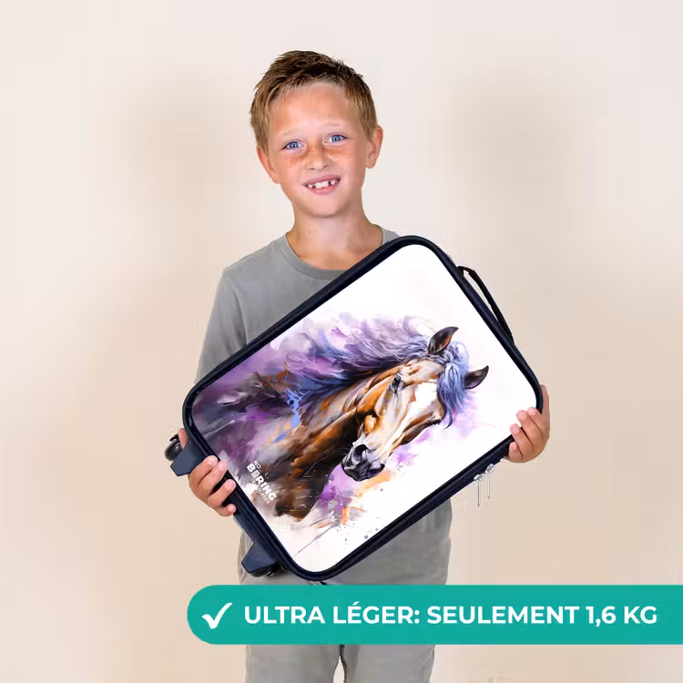 Valise enfant - Cheval aquarelle avec crinière violette — 2