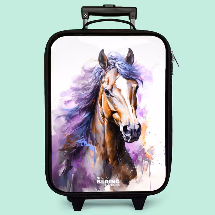Valise enfant - Cheval aquarelle avec crinière violette — 3