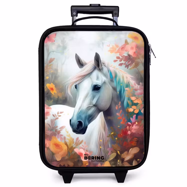 Valise enfant - Cheval blanc entouré de fleurs — 1