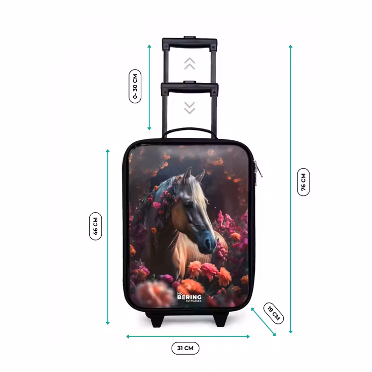 Valise enfant - Cheval brun doré parmi les fleurs — 7