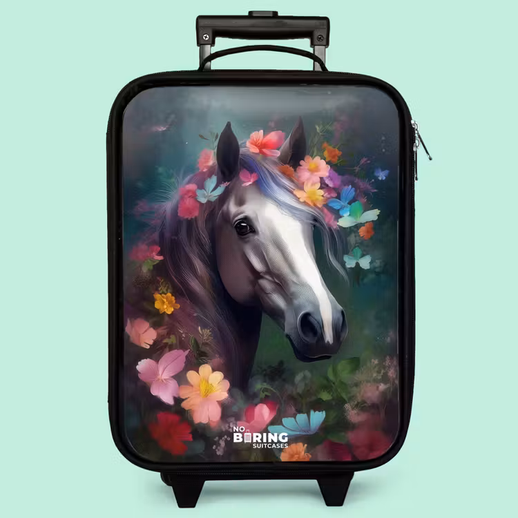 Valise enfant - Cheval dans des fleurs colorées — 3