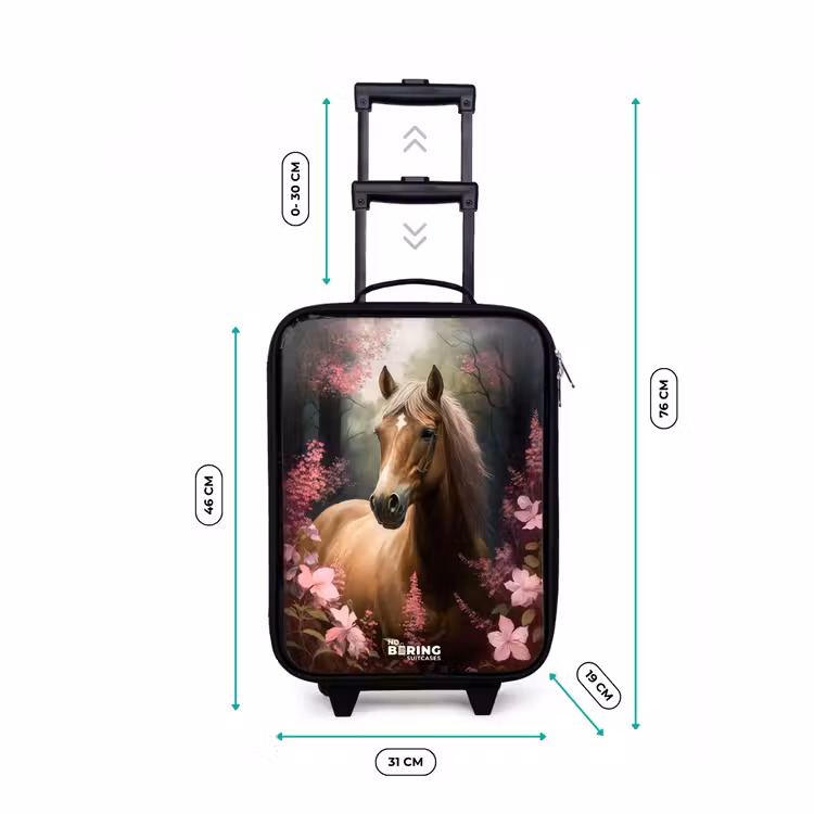 Valise enfant - Cheval marron clair parmi des fleurs roses — 7
