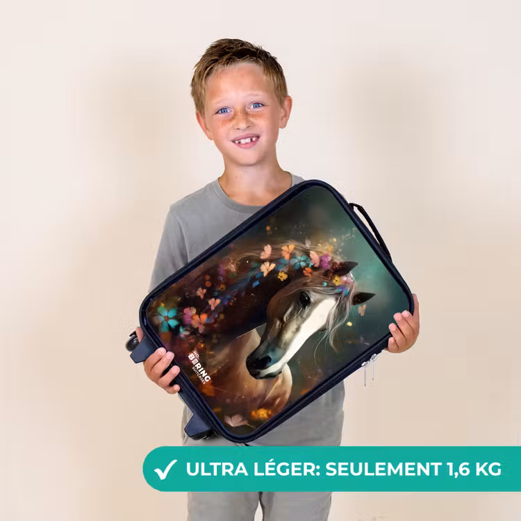 Valise enfant - Cheval marron clair parmi les fleurs — 2