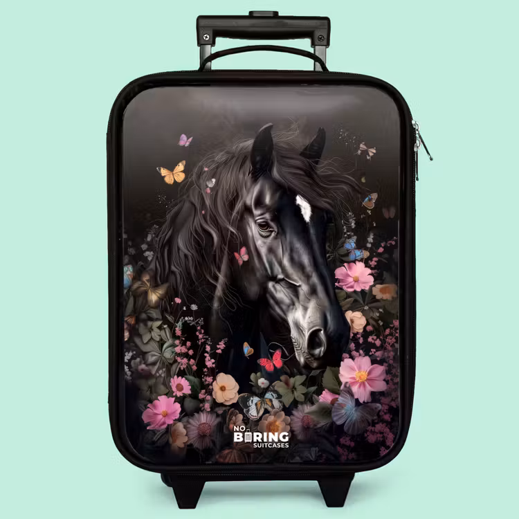 Valise enfant - Cheval noir en fleurs — 3