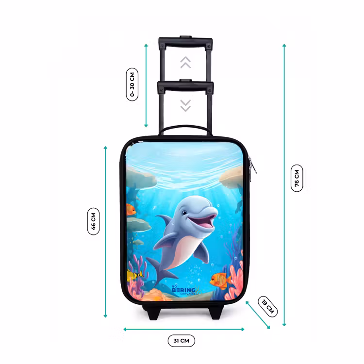 Valise enfant - Noir - Dauphin heureux parmi les coraux — 4
