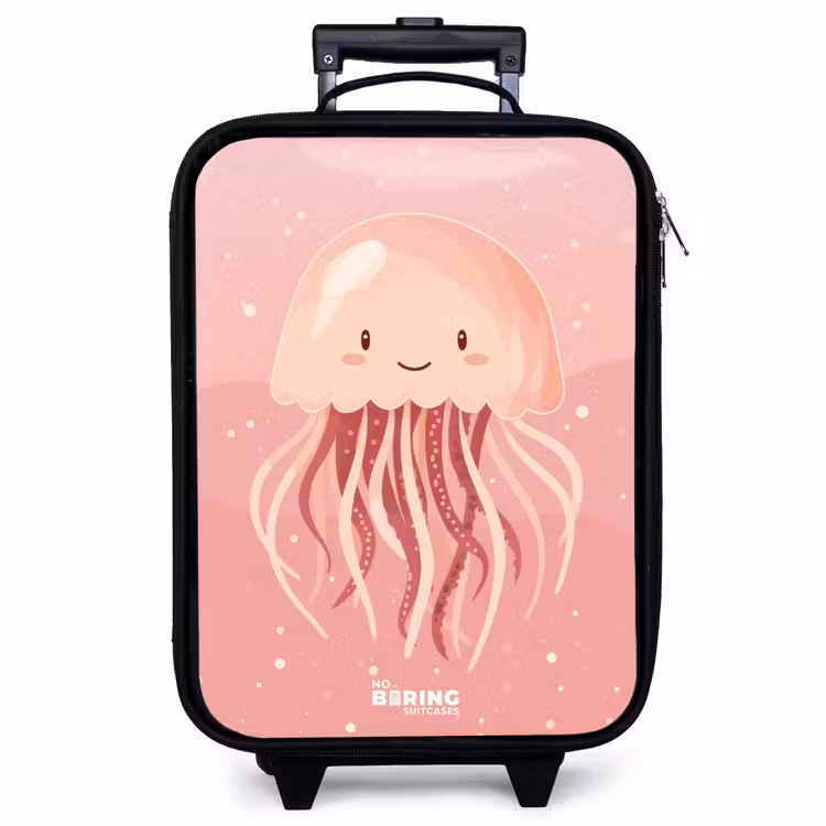 Valise enfant - Noir - Méduse rose avec visage — 1