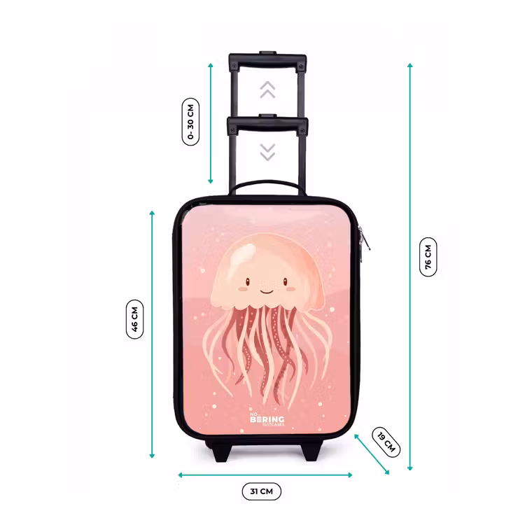 Valise enfant - Noir - Méduse rose avec visage — 7