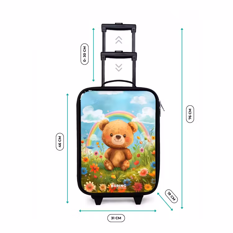 Valise enfant - Noir - Ours en peluche parmi les fleurs — 4