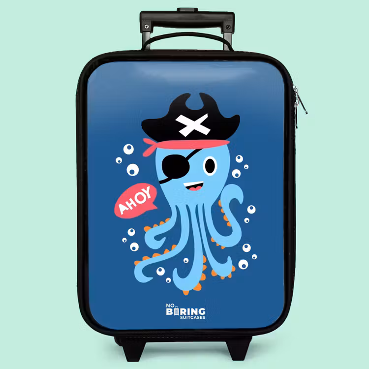 Valise enfant - Pieuvre pirate avec un chapeau — 3