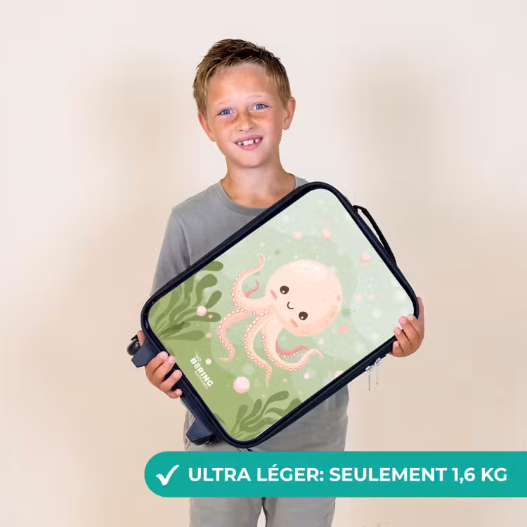 Valise enfant - Noir - Pieuvre rose avec un sourire — 2
