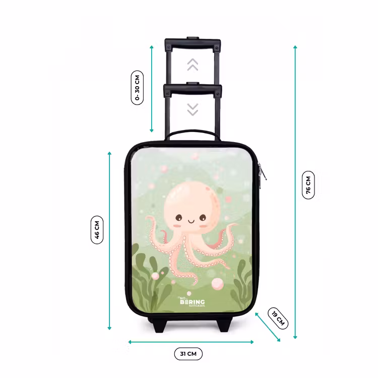 Valise enfant - Noir - Pieuvre rose avec un sourire — 7