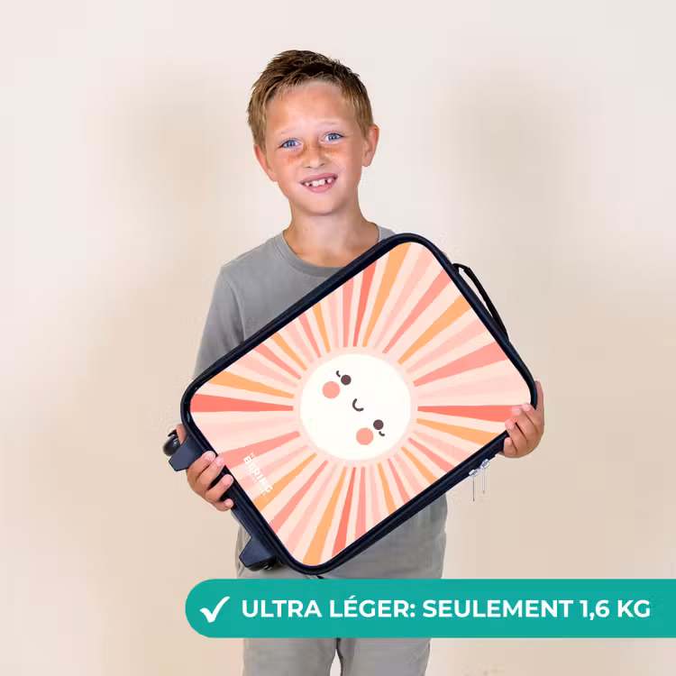 Valise enfant - Noir - Soleil rond avec visage — 2