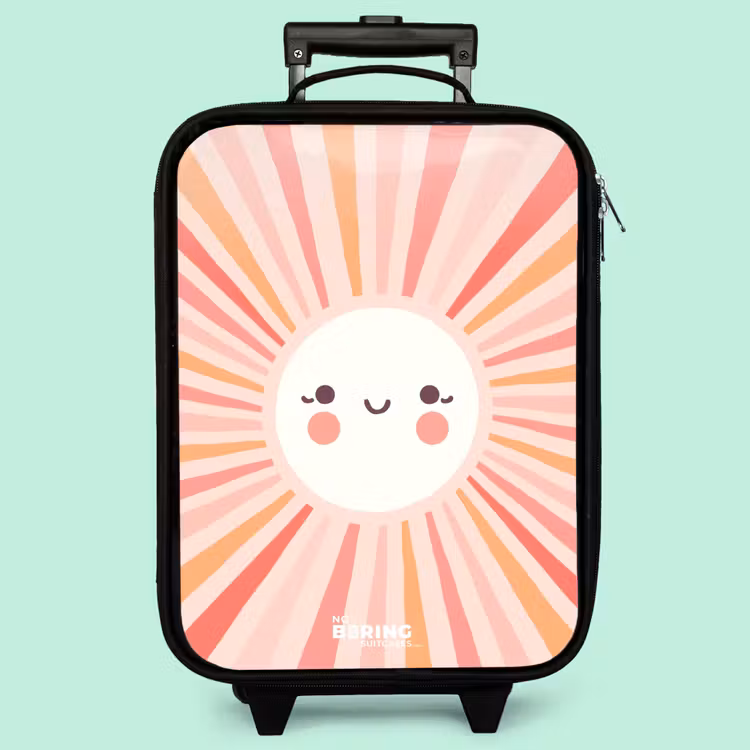 Valise enfant - Noir - Soleil rond avec visage — 3