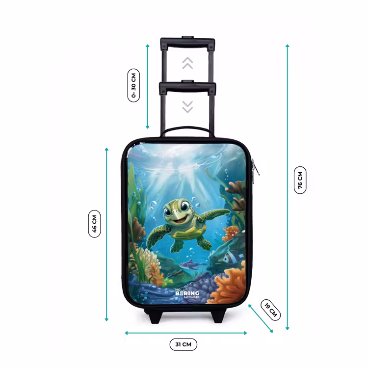 Valise enfant - Noir - Tortue verte en train de nager — 4