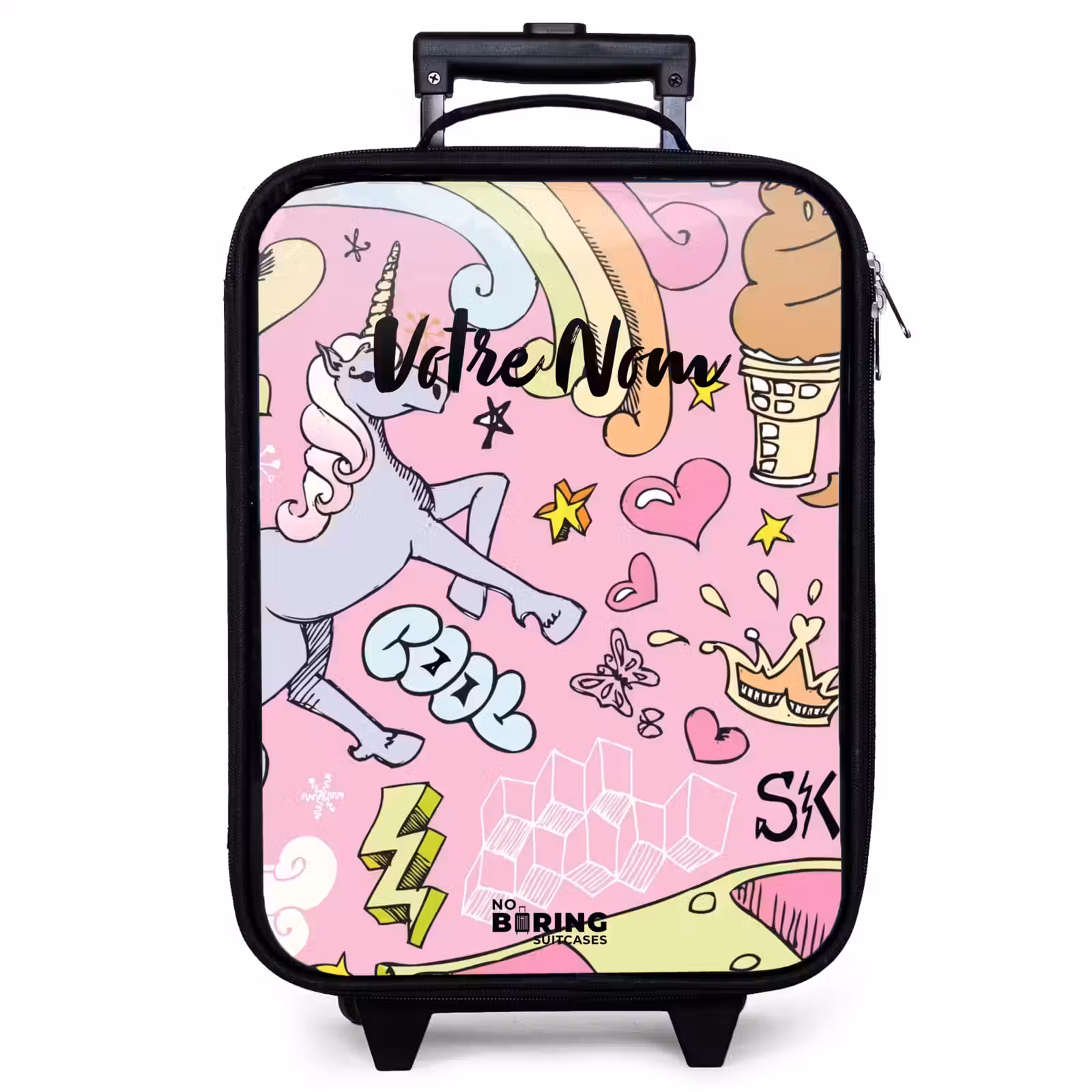 Valise enfant - Noir - Gribouillis de licorne — 1