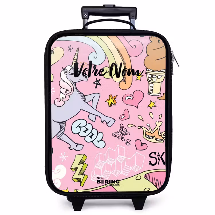 Valise enfant - Noir - Gribouillis de licorne — 1
