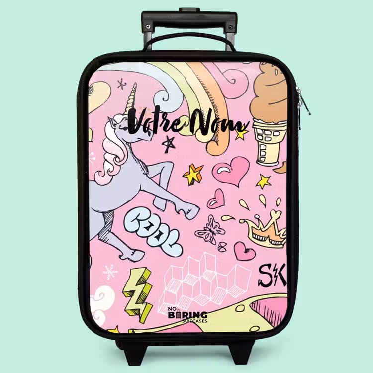 Valise enfant - Noir - Gribouillis de licorne — 3