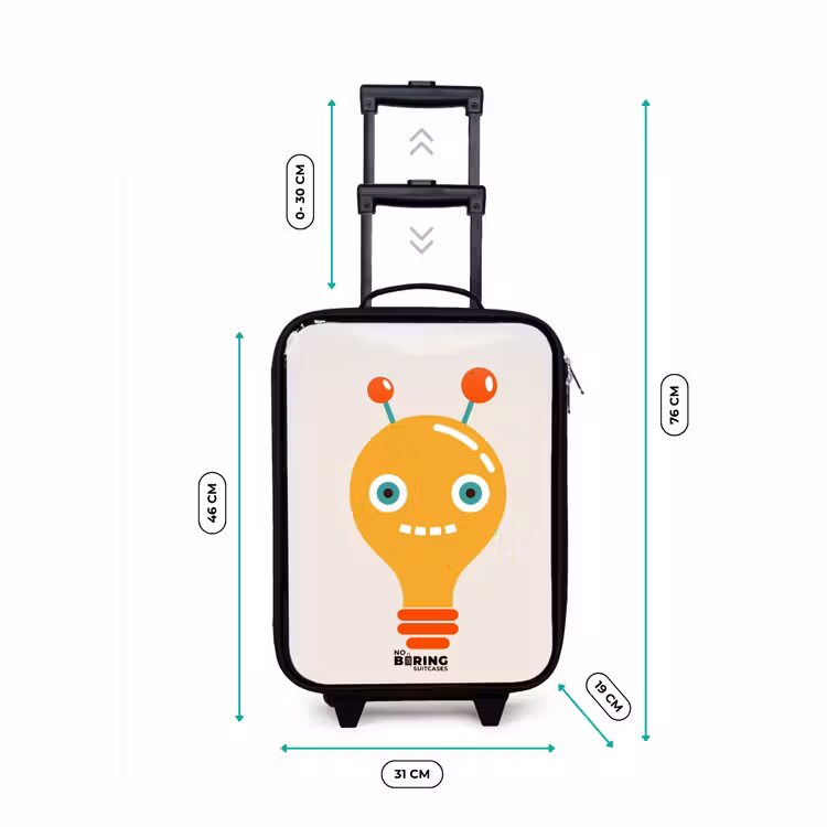 Valise enfant - Noir - Robot à ampoules avec de grands yeux — 4