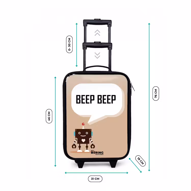 Valise enfant - Noir - Robot marron foncé avec un texte — 4