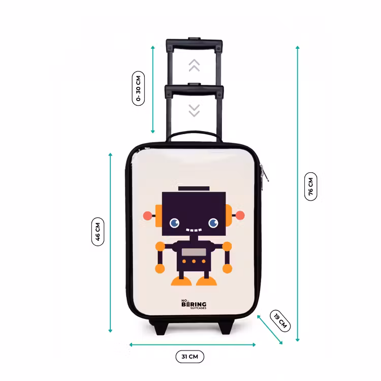 Valise enfant - Noir - Robot noir aux accents orange — 4