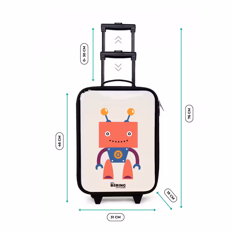 Valise enfant - Noir - Robot rouge à tête carrée — 4