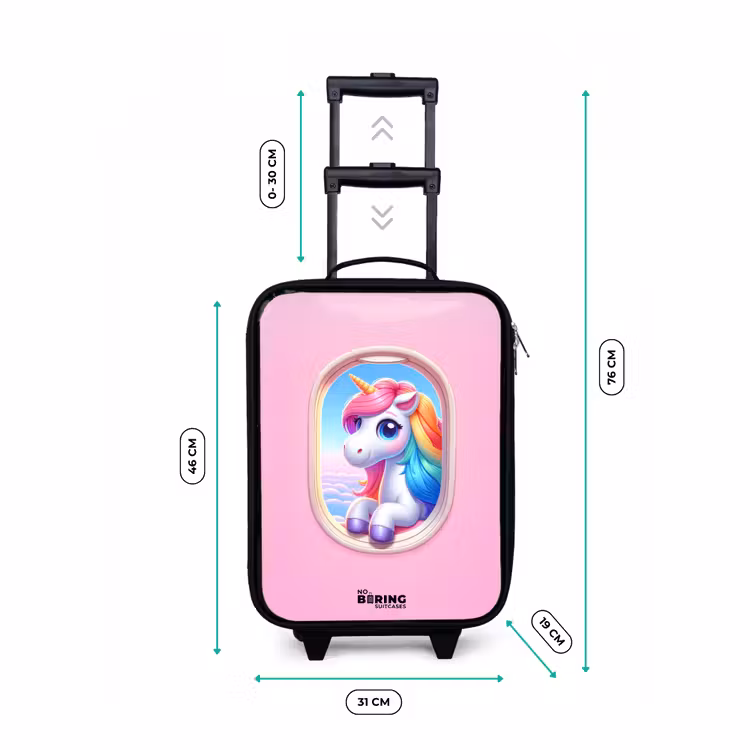 Valise enfant - Licorne colorée vue d'un hublot d'avion — 7