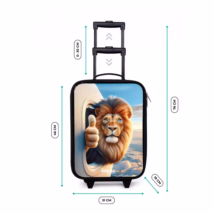 Valise enfant - Lion par le hublot d'un avion avec le pouce levé — 5