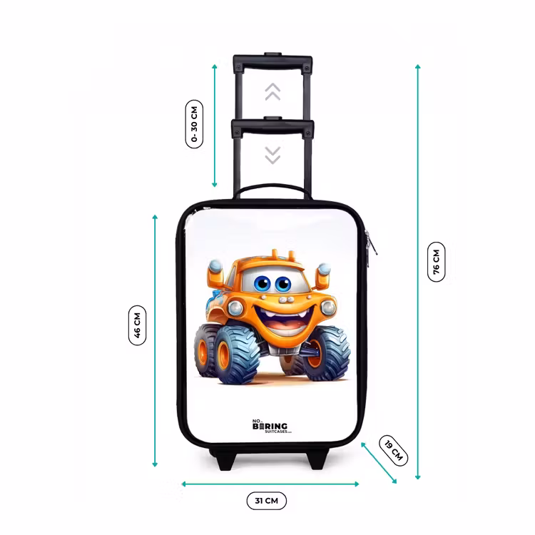 Valise enfant - Noir - Camion monstre orange souriant — 4