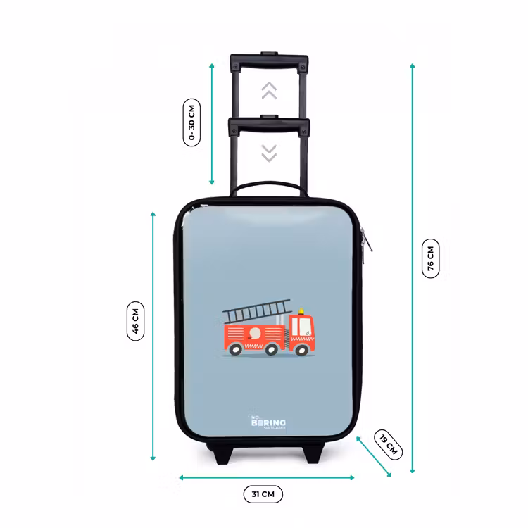 Valise enfant - Noir - Véhicule d'incendie sur fond bleu — 4