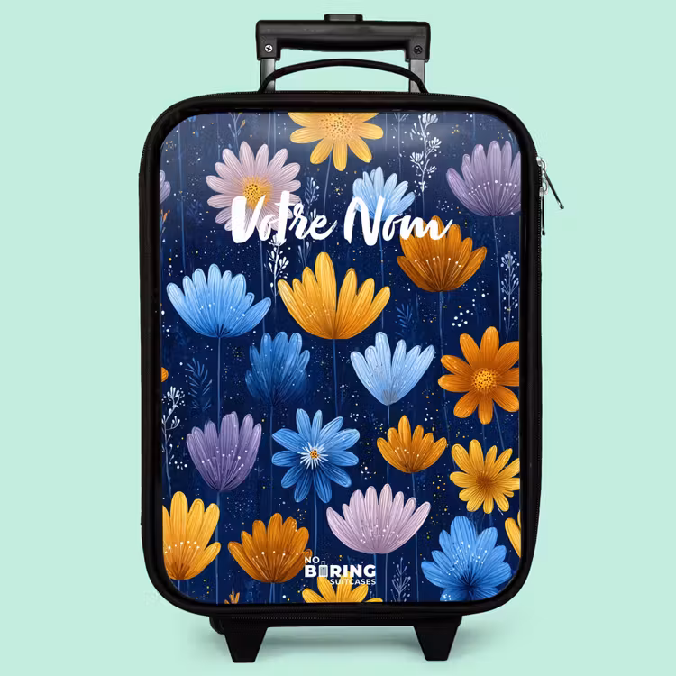 Valise enfant - Fleurs sur fond bleu foncé — 3