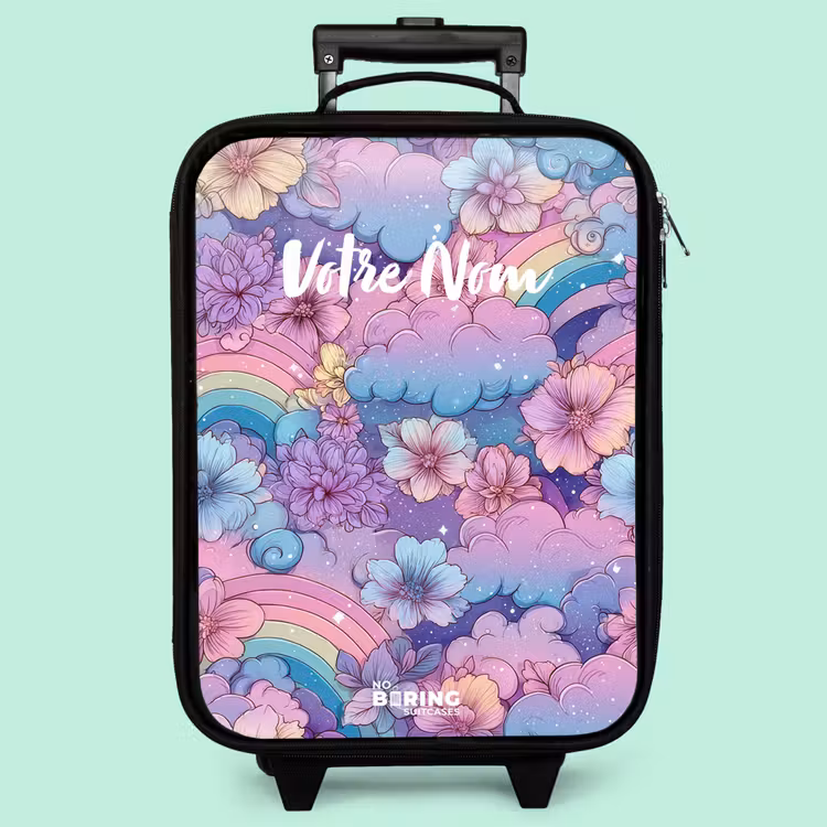 Valise enfant - Illustration de nuages, d'arcs-en-ciel et de fleurs — 3