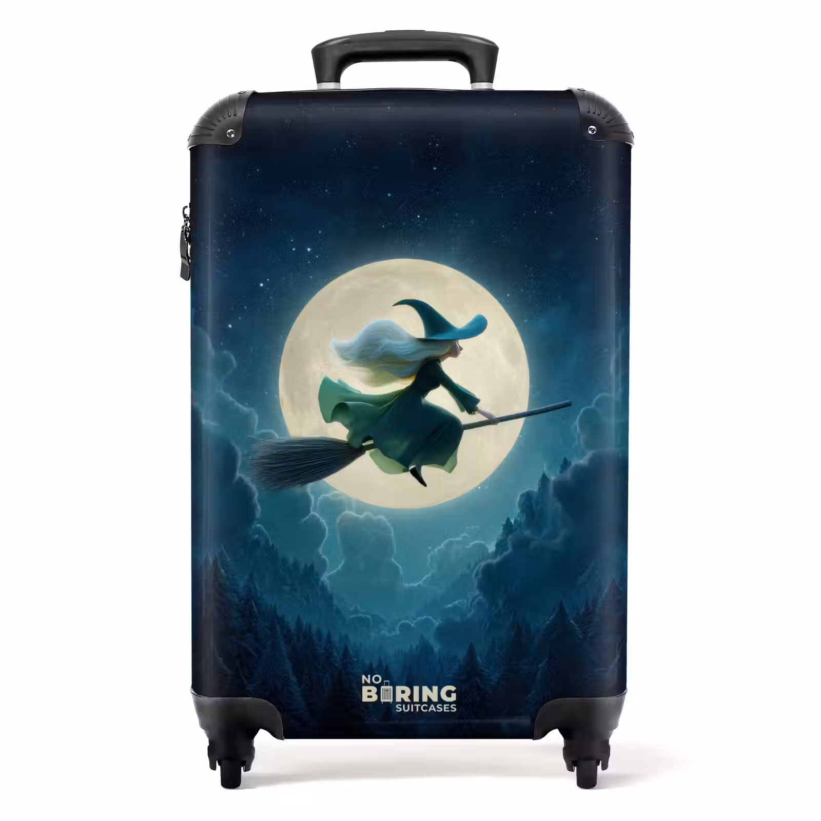 Valise - Sorcière âgée sur un balai sous la lune — 1
