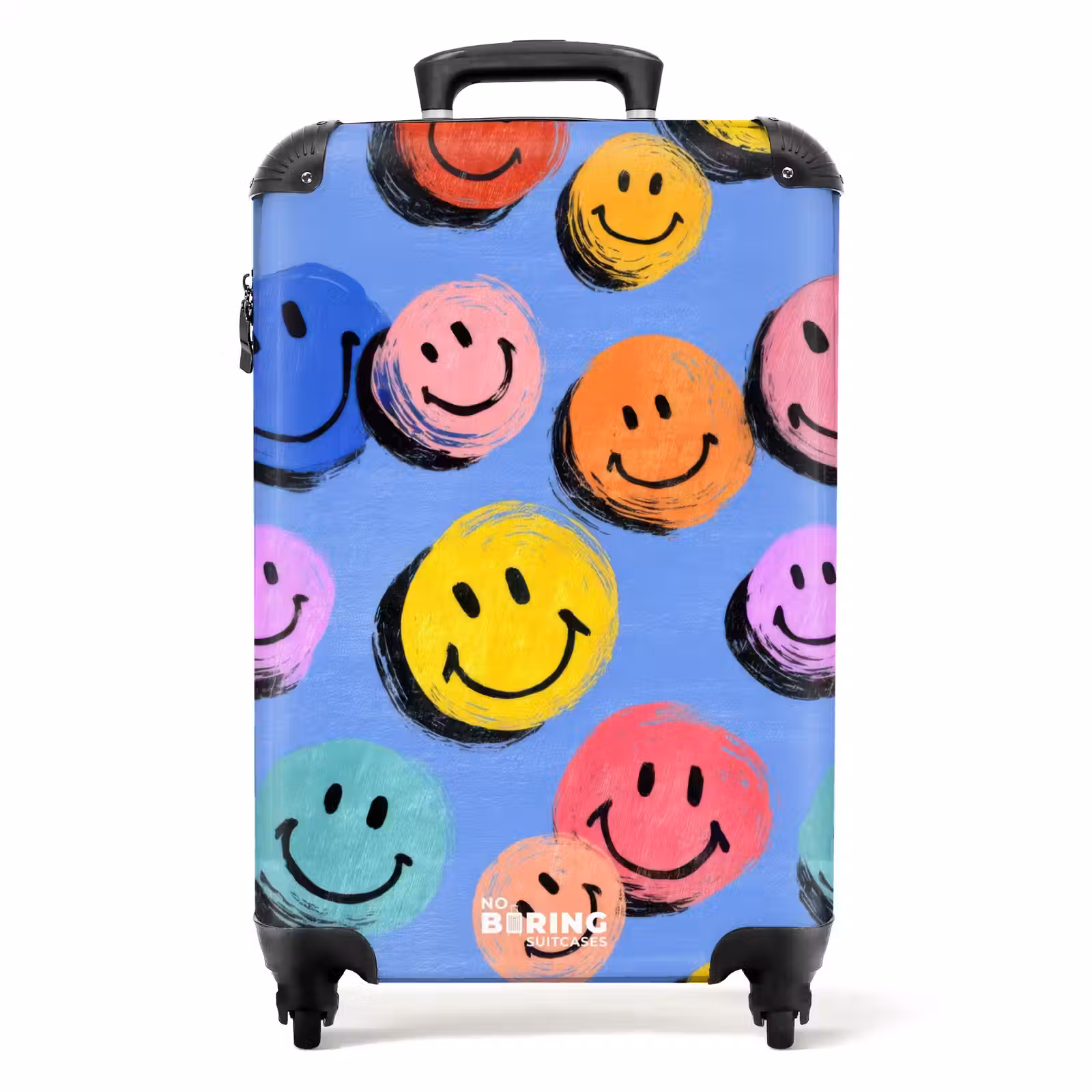 Valise - Visages souriants colorés sur fond bleu — 1