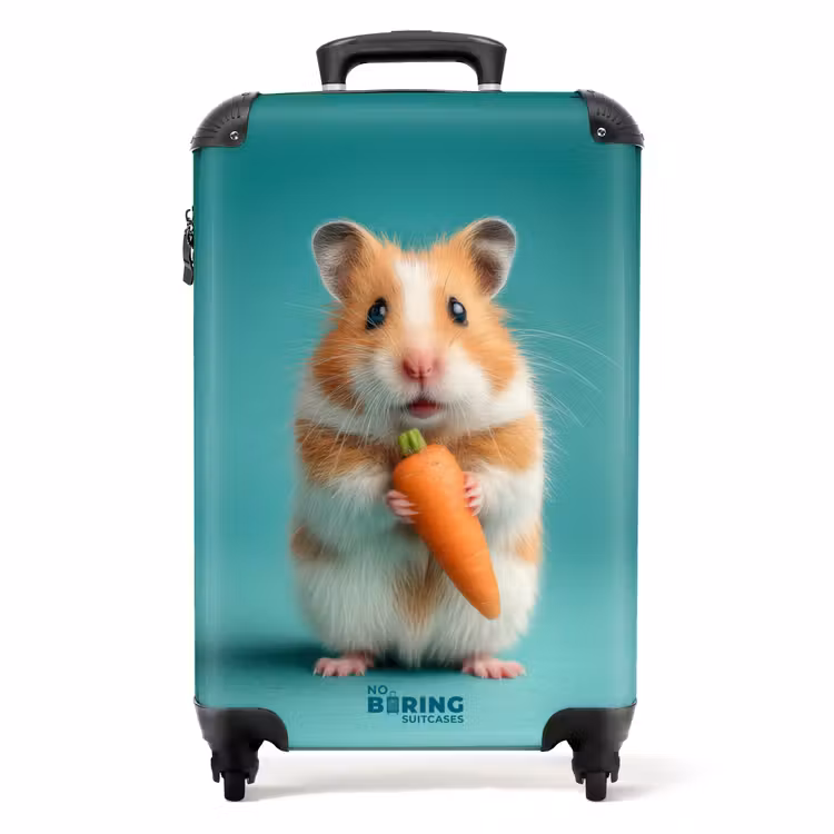 Valise - Hamster avec une carotte sur fond bleu — 1
